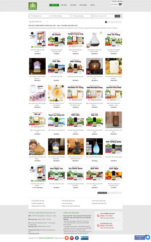 Mẫu thiết kế website bán máy khuếch tán tinh dầu